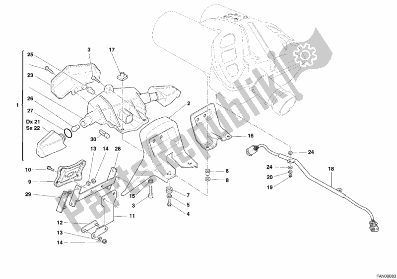 Toutes les pièces pour le Feu Arrière du Ducati Multistrada 1000 USA 2005